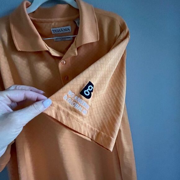 Tehama Mens Golf Polo Shirt Orange  size LG - Picture 4 of 12